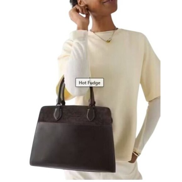 Kate Spade Womens Dark Brown Suede Madison Medium Satchel Handbag New - Picture 11 of 12